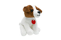 GE.DOG SITTING WHITE AND BROWN 18 CM 25551